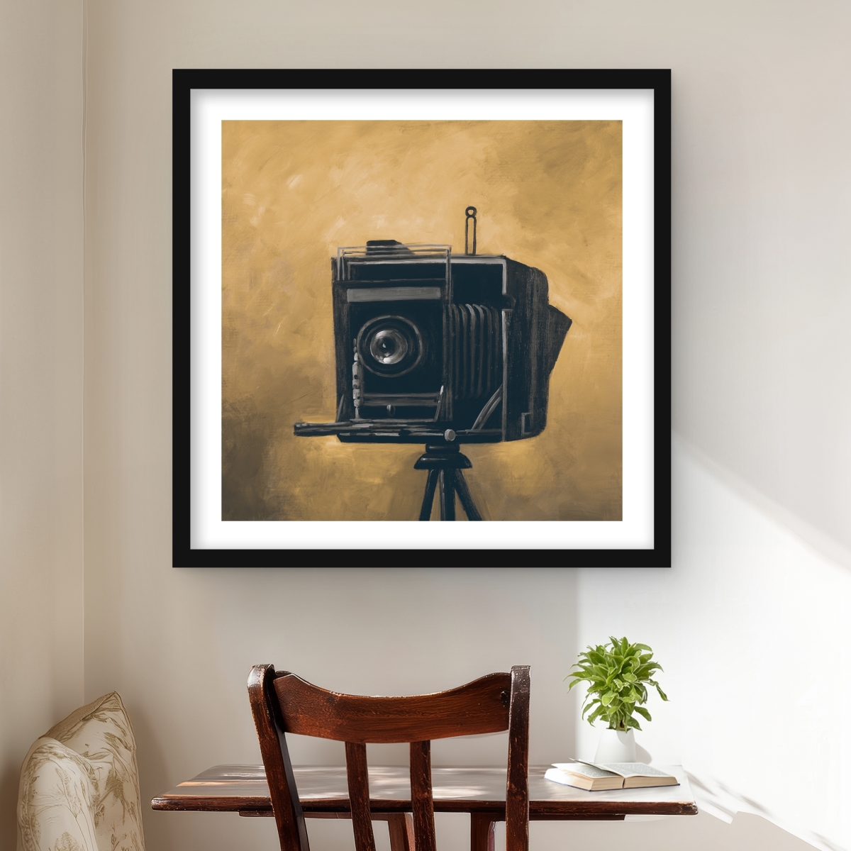C1FM2424XJUCZ8 24 x 24 in. Vintage Camera Still Life Print Wall Art - Framed Matted Home Decor