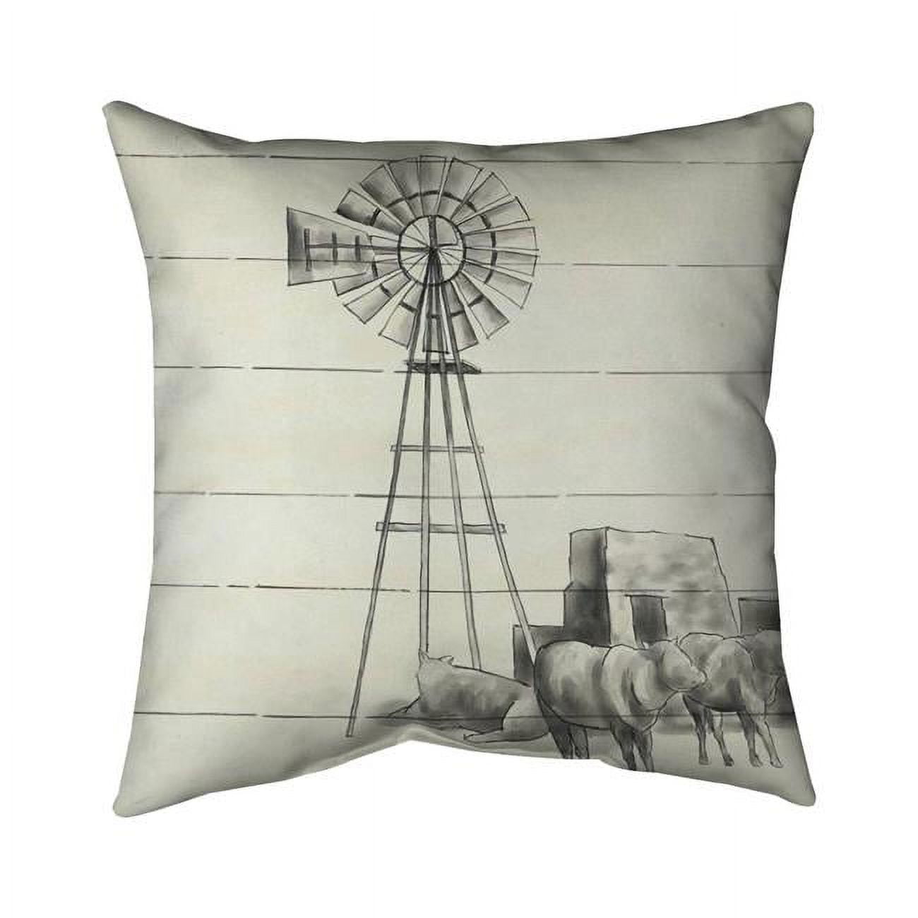 20 x 20 in. Vintage Old Texas Windmill-Double Sided Print Indoor Pillow
