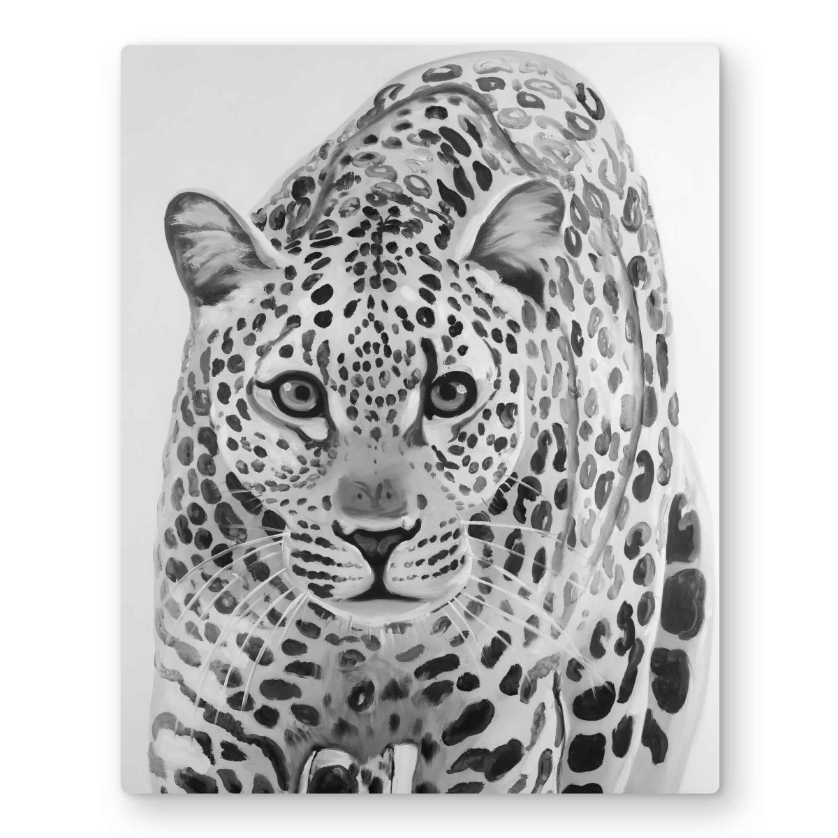 C1MP1620MIDC15 16 x 20 in. Leopard Ready To Attack Wall Art - Bedroom Feline Metal Print Decor