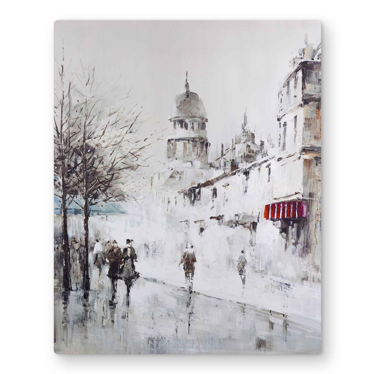 C1MP1620SEC9U1 16 x 20 in. Gray City Street - Beige Building Metal Print Wall Art for Home Decor