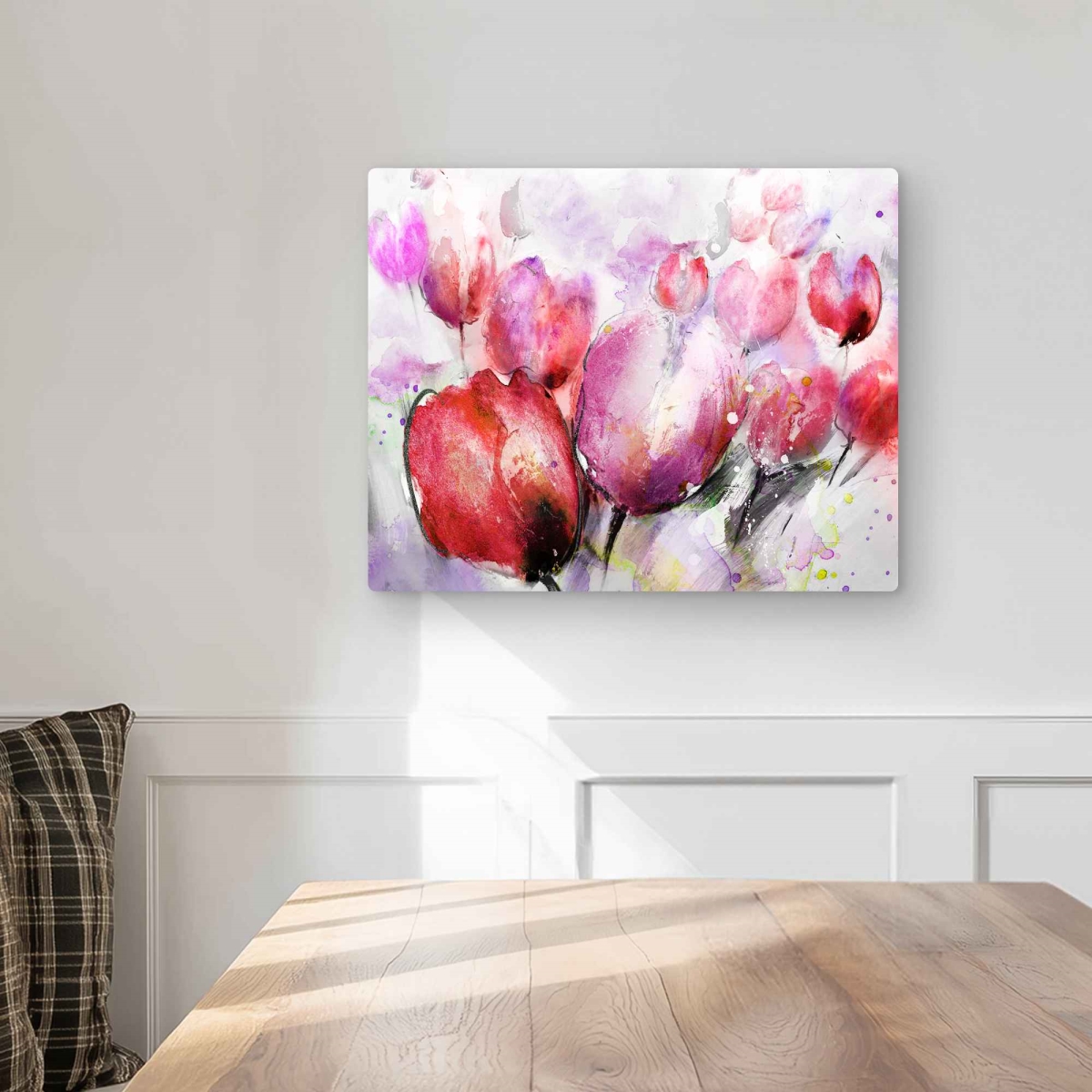C1MP1620SO6OL7 16 x 20 in. Abstract Blurry Tulips - Floral Metal Print Wall Art for Home Decor