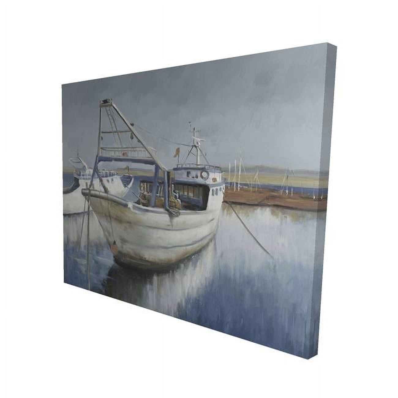 8 x 10 in. Blue Fishing Boat-Print on Canvas