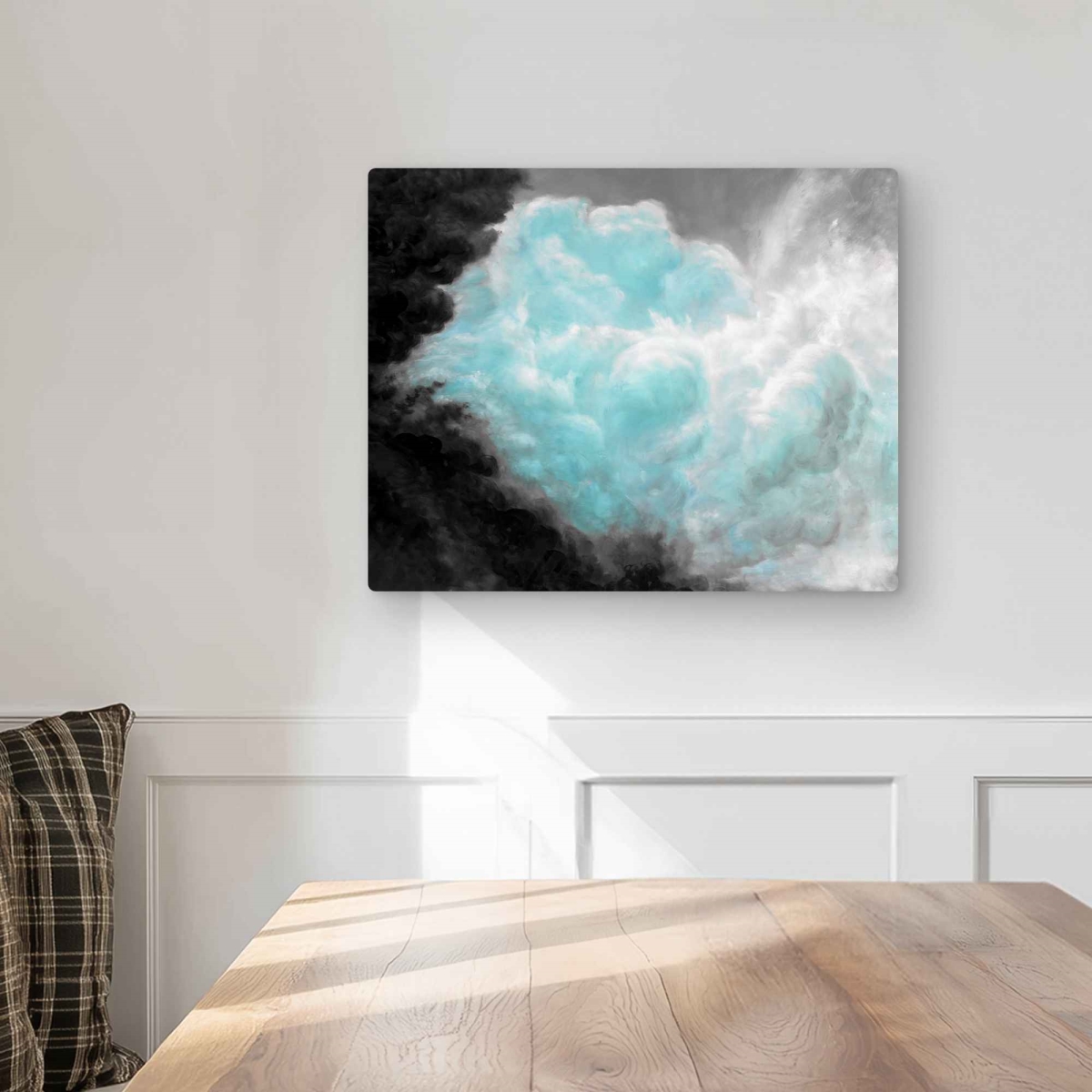 C1MP1620TSW5ZK 16 x 20 in. Turquoise Clouds Wall Art - Contemporary Landscapes Metal Print Decor