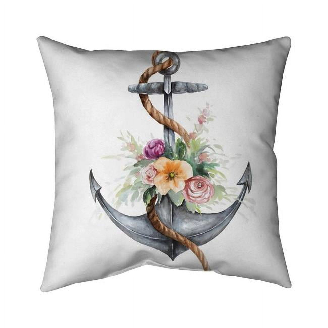 20 x 20 in. Boat Anchor with Flowers-Double Sided Print Indoor Pillow