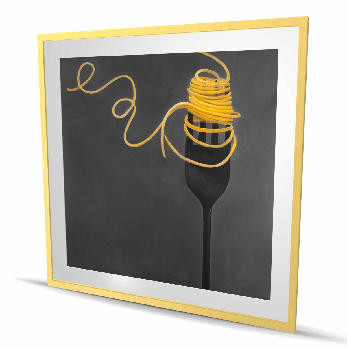 C1FM48487AW0D6 48 x 48 in. Spaghetti Pasta Around A Fork - Contemporary Framed Print Wall Art