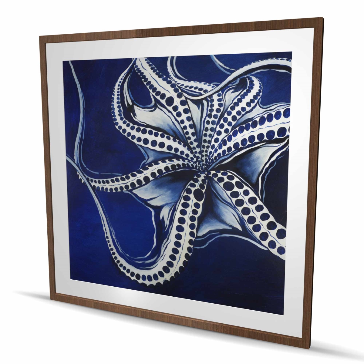 C1FM484872P2DP 48 x 48 in. Dancing Octopus - Framed Matted Print Wall Art - Bedroom Minerals Art