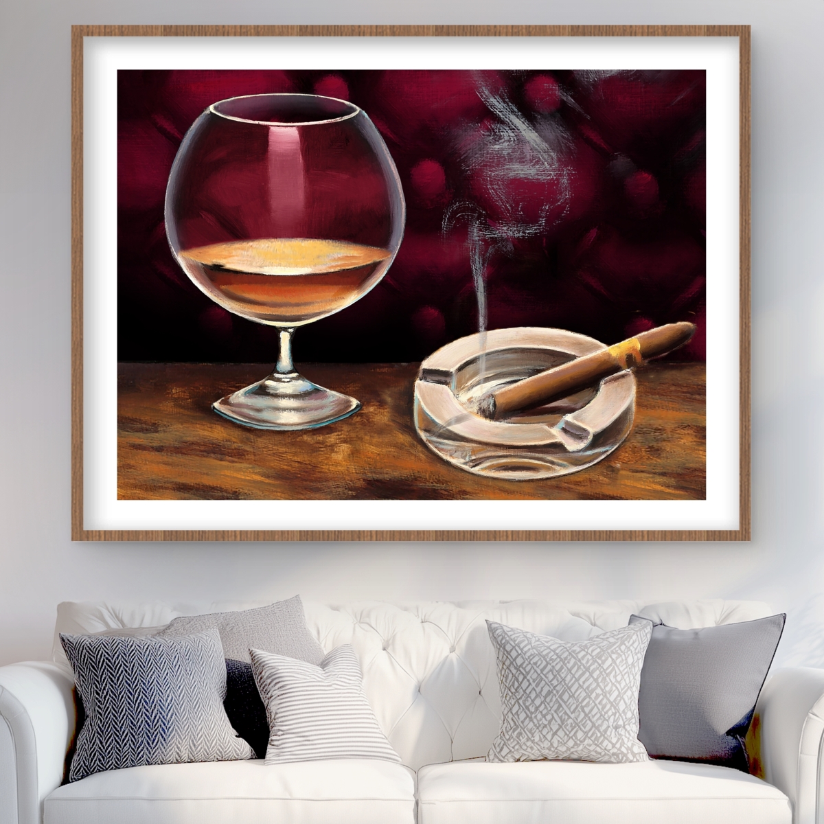 C1FM3648H7OAAZ 36 x 48 in. Alcohol & Cigar - Still Life Contemporary Framed Print Wall Art