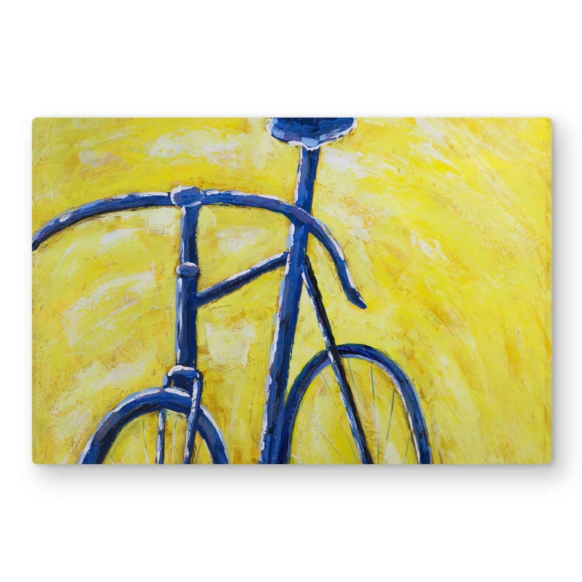 C1MP2030L8NI35 20 x 30 in. Blue Bike On Yellow Background Wall Art - Modern Transportation Metal Print
