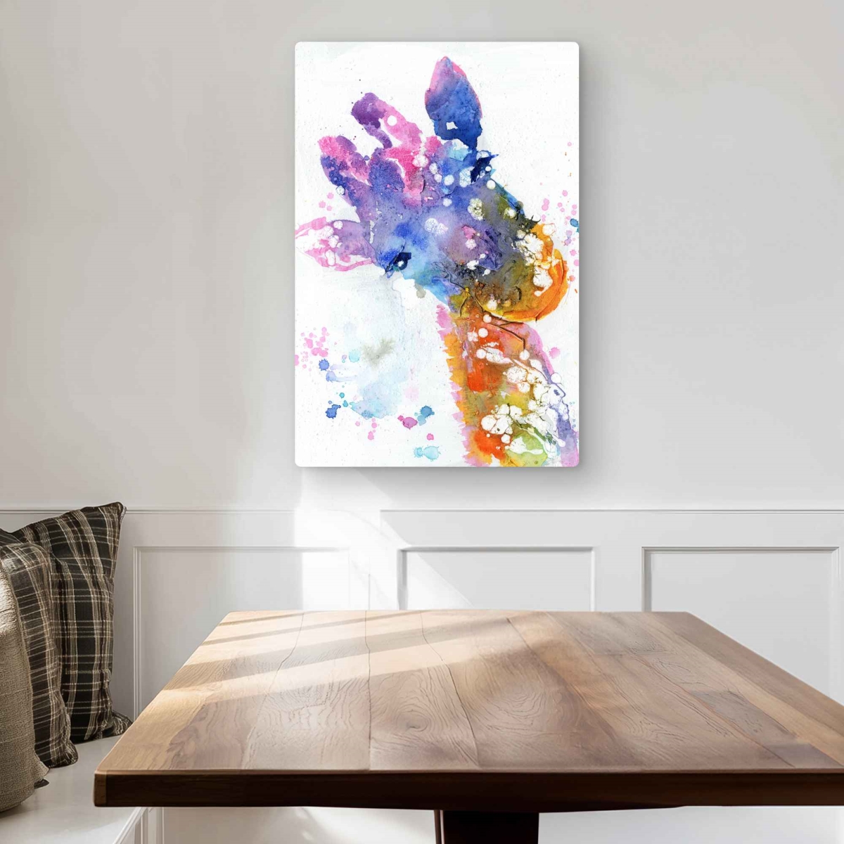 C1MP2030LA7L7B 20 x 30 in. Abstract Giraffe with Color Splash Wall Art - Bedroom Animals Metal Print