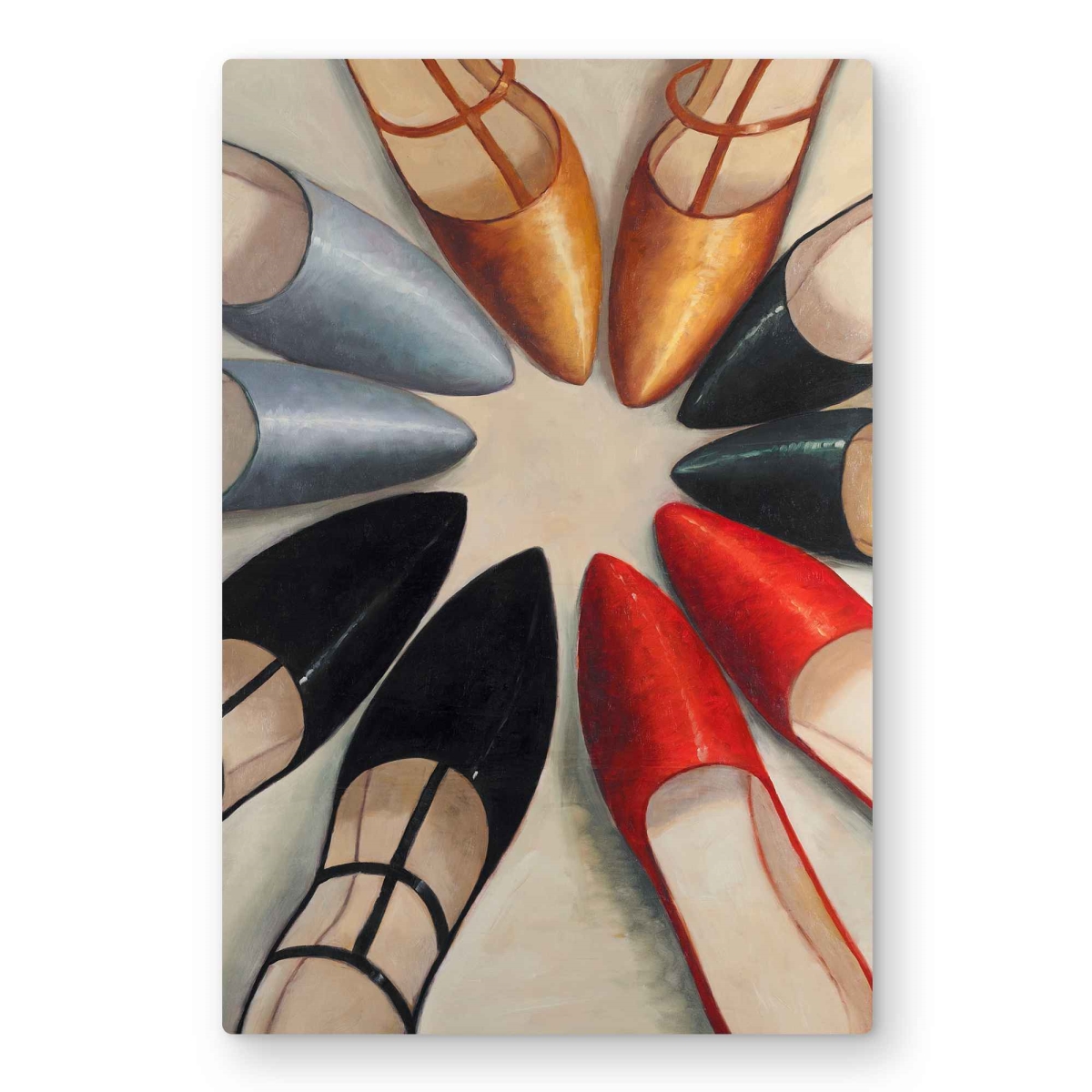 C1MP2030LQYQTK 20 x 30 in. Five Pair of Women Shoes Wall Art - Contemporary Metal Print Decor