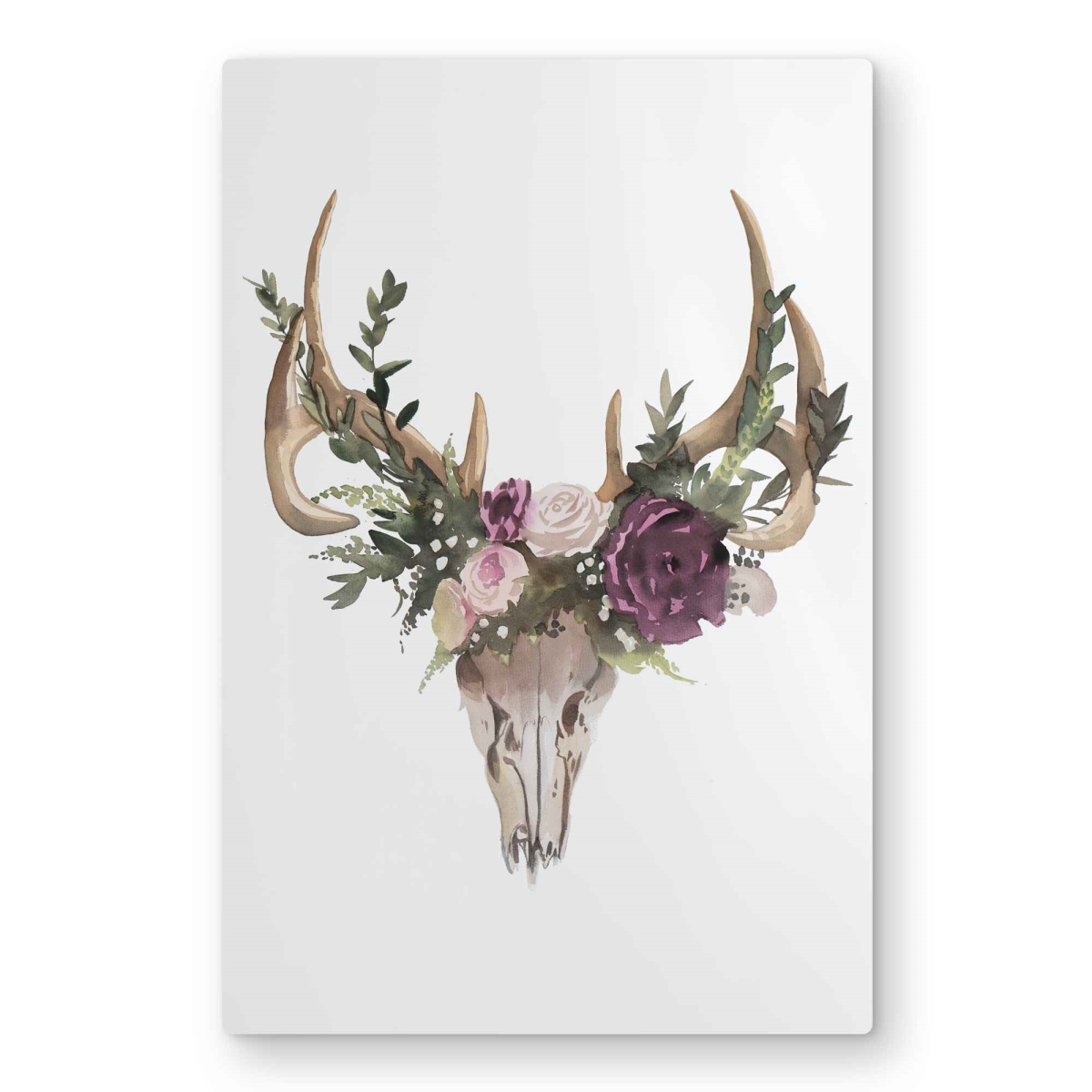 C1MP2030LYJ3XA 20 x 30 in. Deer Skull with Flowers Wall Art - Metal Print Home Decor Art