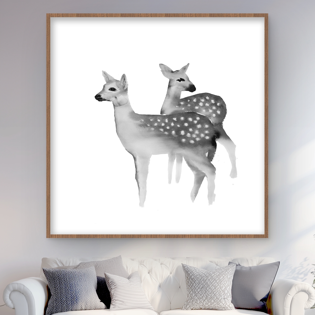 C1FM4848RXDI6B 48 x 48 in. Faon Black & White - Rustic Framed Print Wall Art for Home Decor