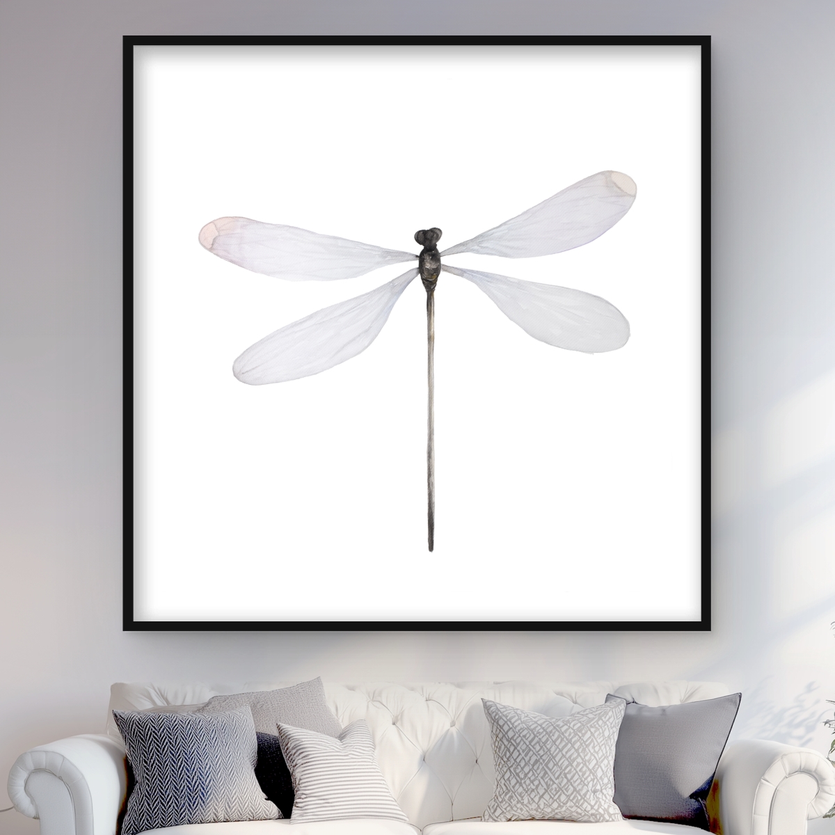 C1FM4848FOP8UC Minimalist Dragonfly - Framed Matted Print Wall Art for Home Decor - 48 x 48 in.