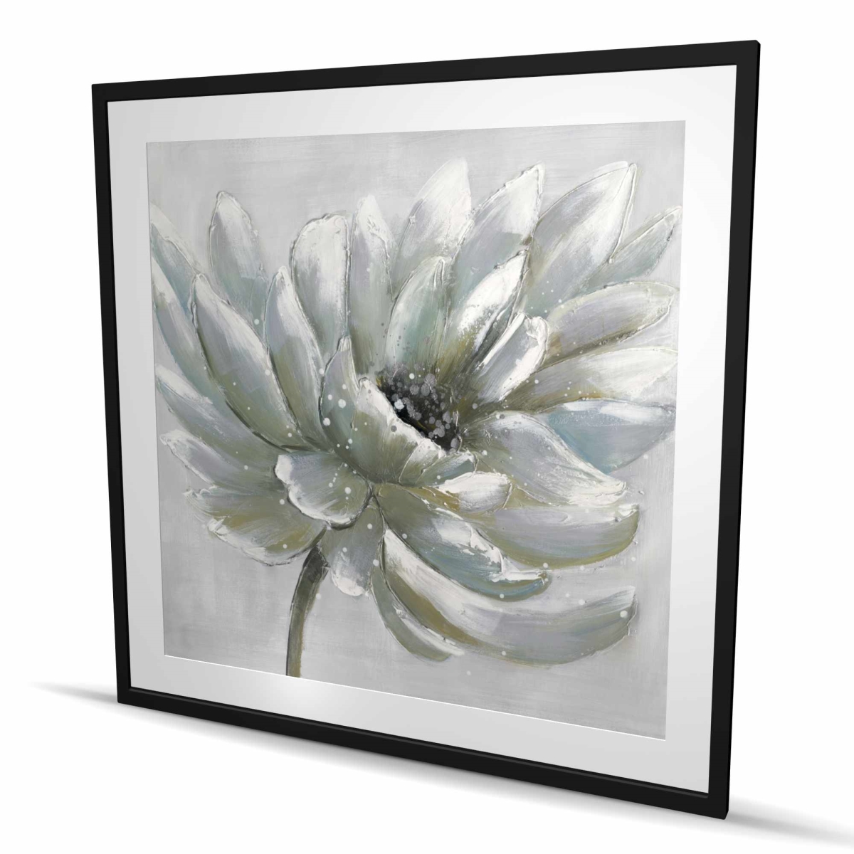 C1FM4848N1DCIT 48 x 48 in. White Chrysanthemum - Framed Matted Print Wall Art for Home Decor