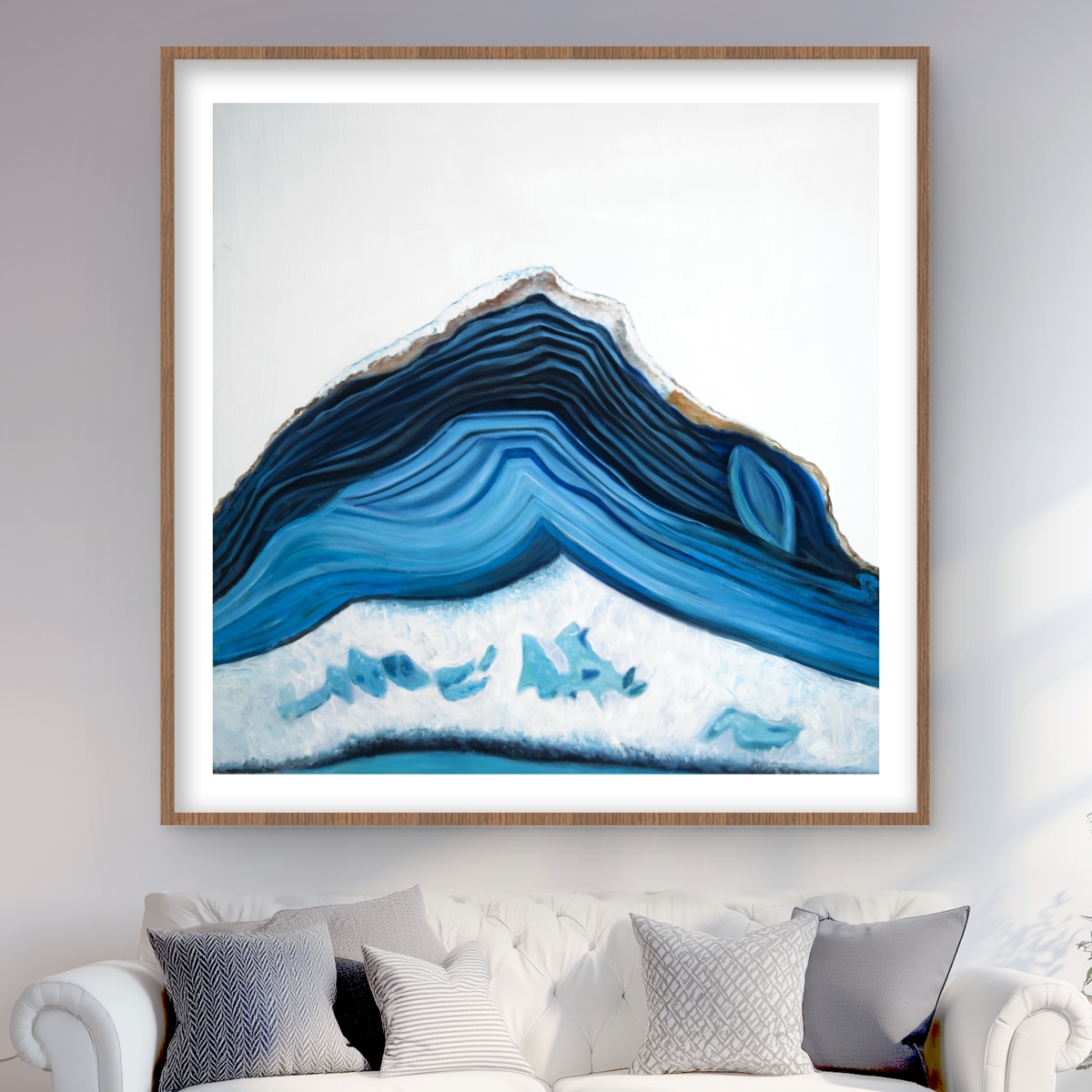 C1FM48489GDBSD 48 x 48 in. Blue Geode Profile - Framed Matted Print Wall Art for Home Decor