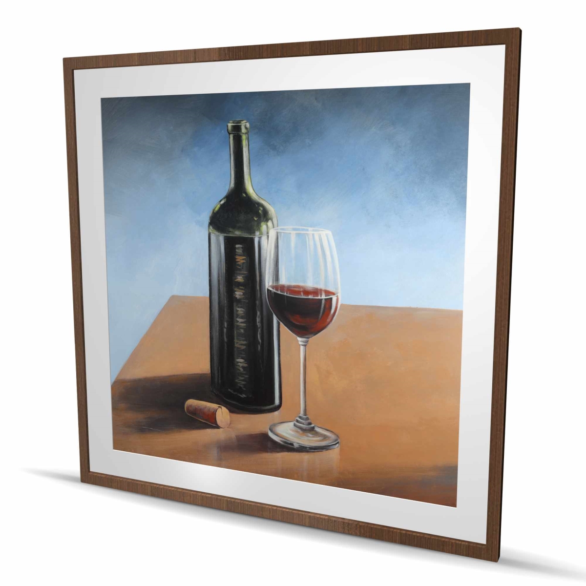 C1FM4848XV0M0R 48 x 48 in. Bottle of Bordeaux with Wine Glass Wall Art - Framed Still Life Print