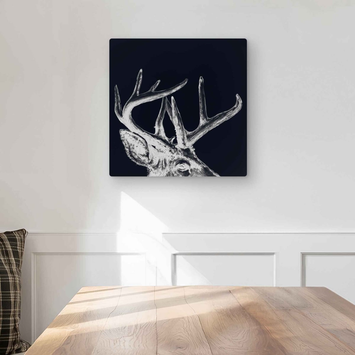 C1MP1616XUONES 16 x 16 in. Blue Roe Deer Plume - Metal Print Wall Art for Man Cave Decor