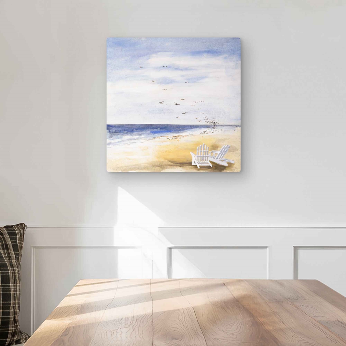 C1MP1616Y9NXKZ 16 x 16 in. Day at the Beach - Scenic Coastal Metal Print Wall Art for Home Decor