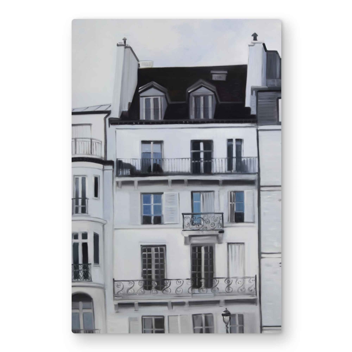 C1MP2030T8AQLJ 20 x 30 in. Buildings Along the Seine River Wall Art - Blue Metal Print Decor