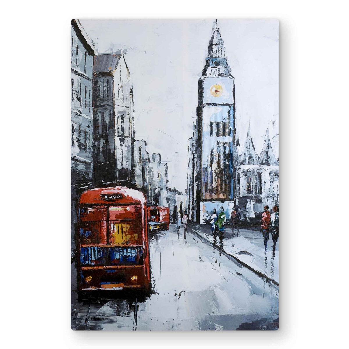 C1MP2030TUK5S5 20 x 30 in. Abstract London & Red Bus Wall Art - Building Blue Metal Print