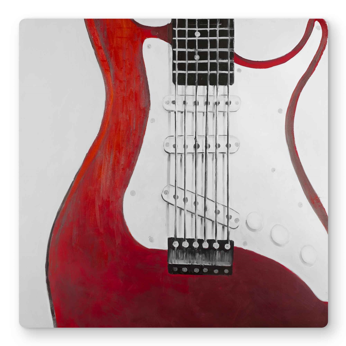 C1MP1616UFSMTP 16 x 16 in. Red Electric Guitar Metal Print Wall Art - Man Cave Home Decor