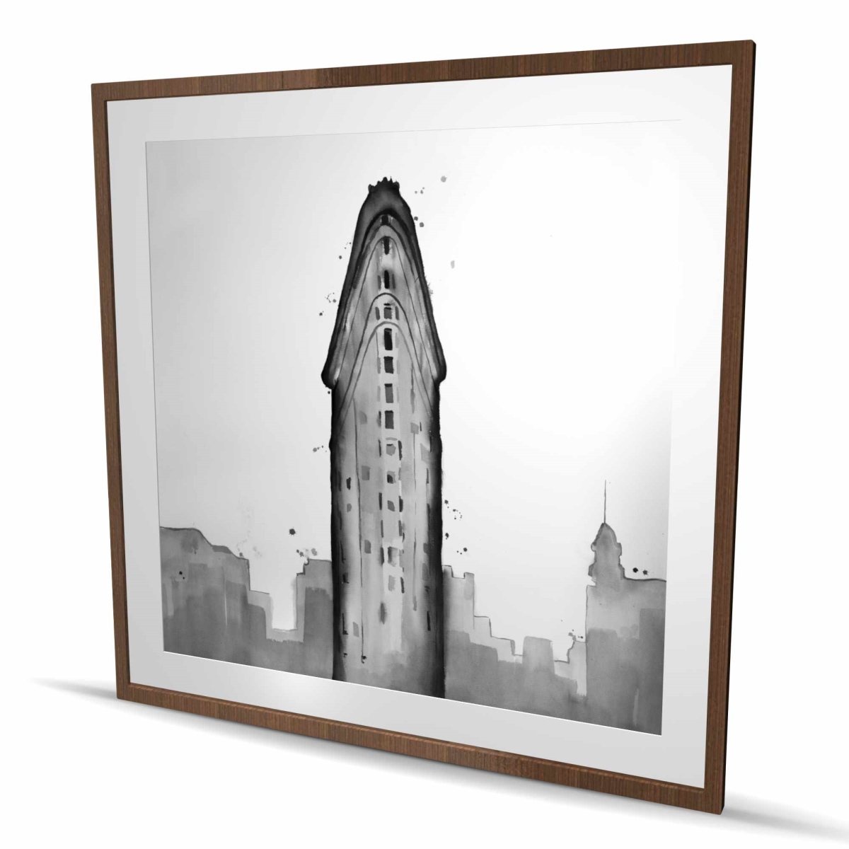 C1FM4848L8FGDS 48 x 48 in. Flatiron Building - Contemporary Cities Framed Matted Print Wall Art