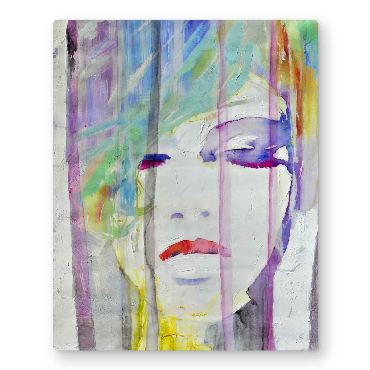 C1MP16204CCJVC 16 x 20 in. Abstract Colorful Portrait - Neo Mint Metal Print Wall Art for Bedroom