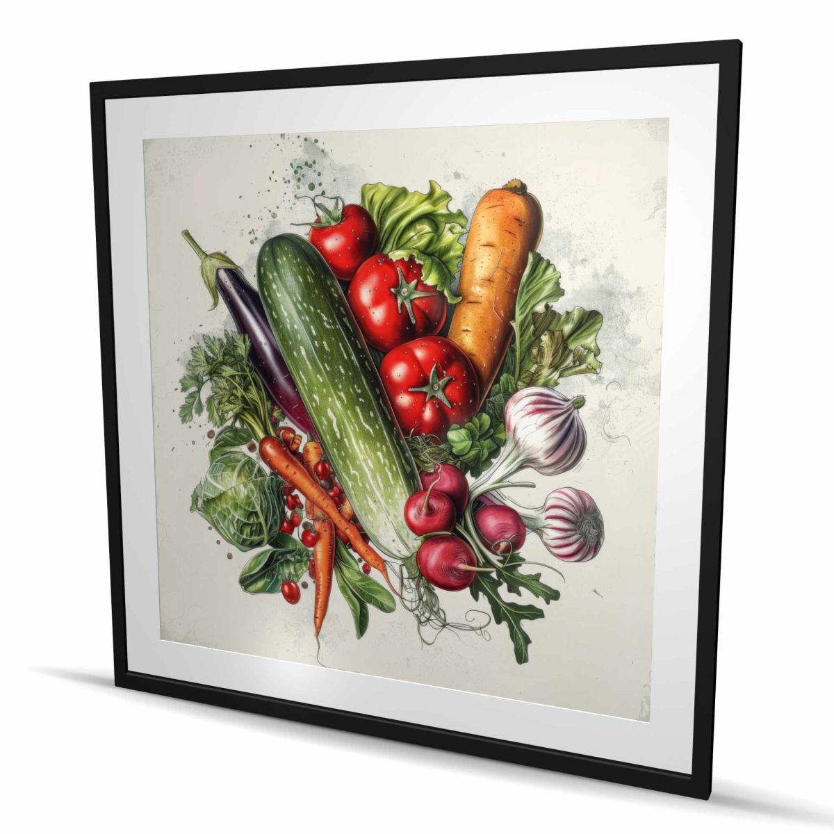C1FM4848USRM8G 48 x 48 in. Veggies - Turquoise Framed Matted Print Wall Art - Home Decor Art