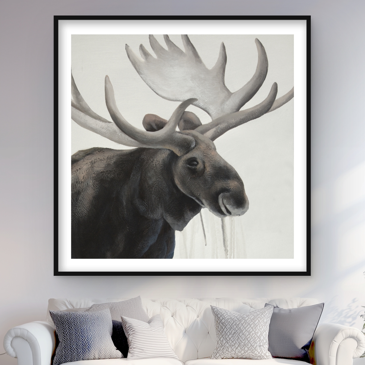 C1FM4848V3XRYP 48 x 48 in. Rustic Moose - Framed Matted Print Wall Art - Home Decor Animals Art