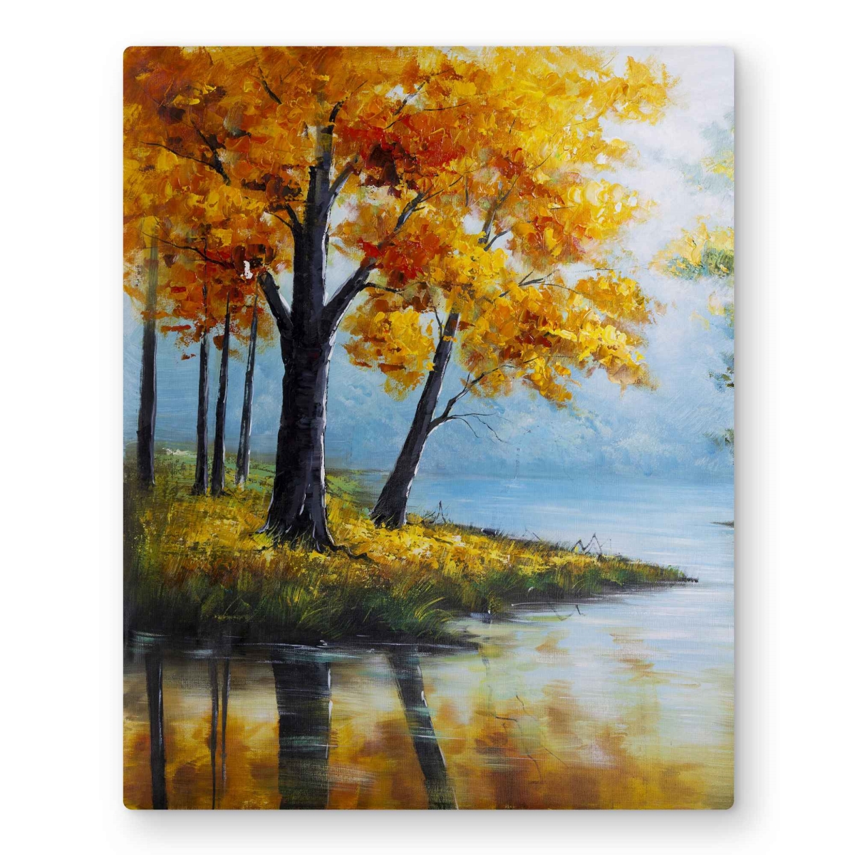 C1MP16205KT6JN 16 x 20 in. Trees by the Lake - Office Landscapes Metal Print Wall Art for Decor