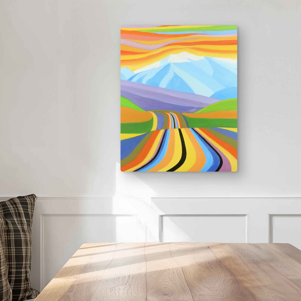 C1MP16205XTH7R 16 x 20 in. Mountain Road Multicolored Wall Art - Purple Modern Metal Print Decor