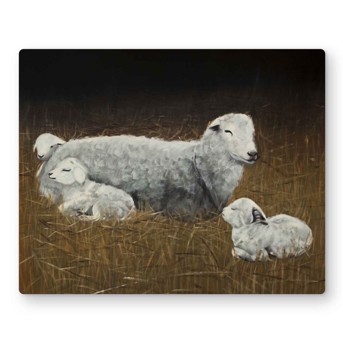 C1MP16205YE0G3 16 x 20 in. Sheep & Lambs Wall Art - Rustic Farm Animals Metal Print Decor