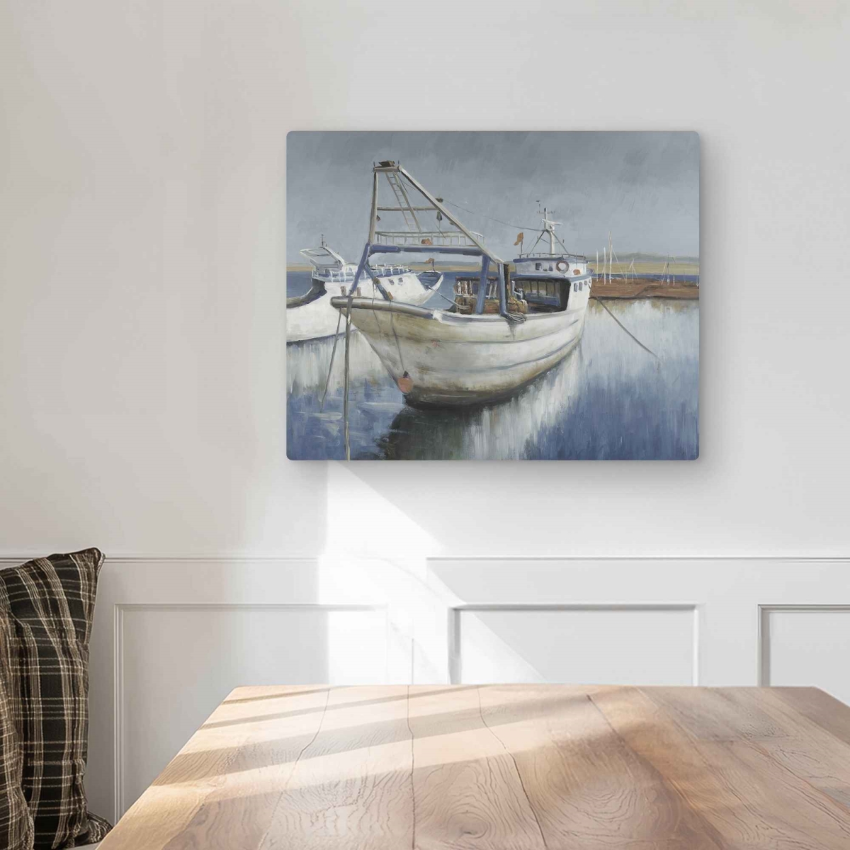 C1MP1620BXF6PB 16 x 20 in. Blue Fishing Boat - Marine Sea Metal Print Wall Art for Home Decor