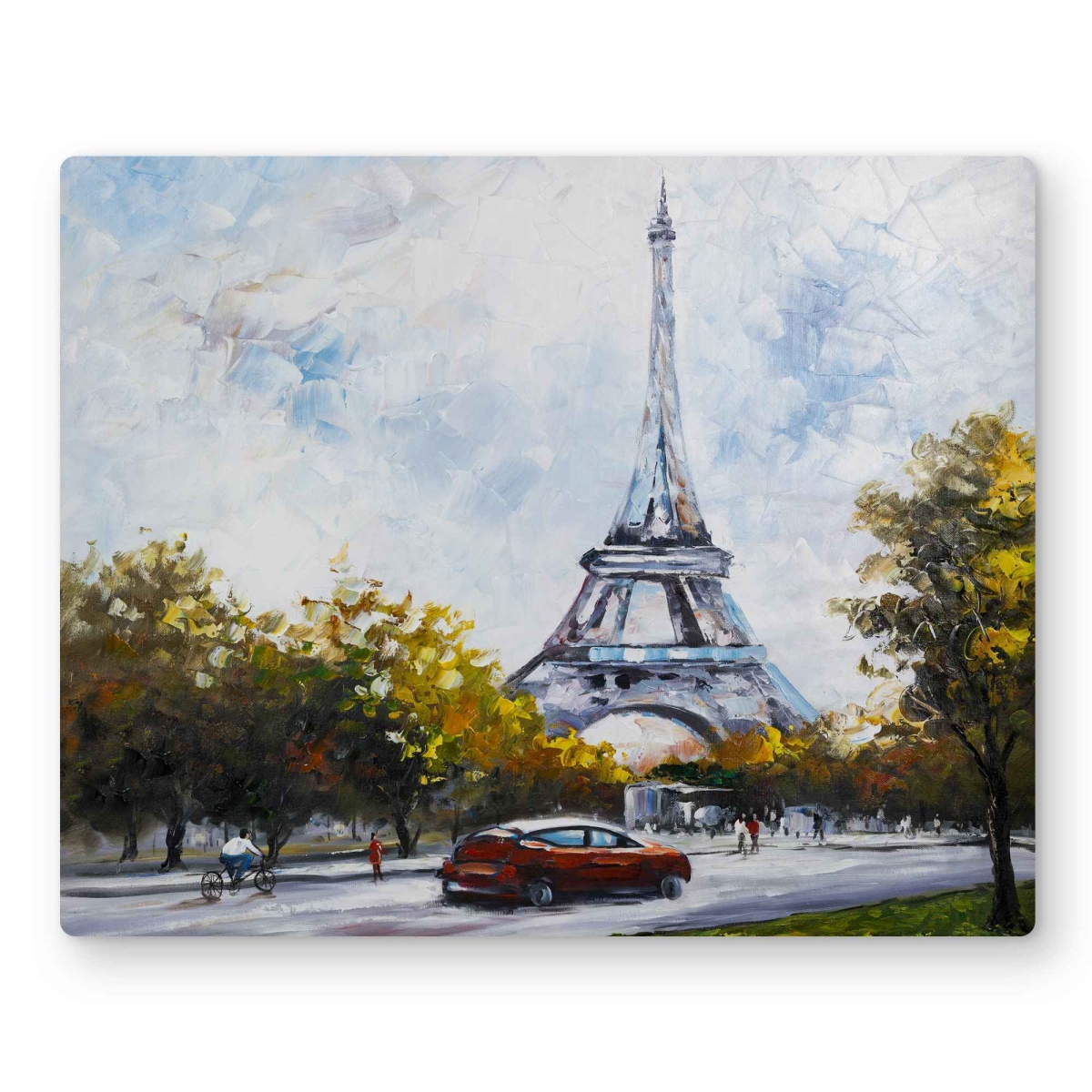 C1MP1620CWFLLJ 16 x 20 in. Driving Near the Eiffel Tower Wall Art - Green Scenic Metal Print