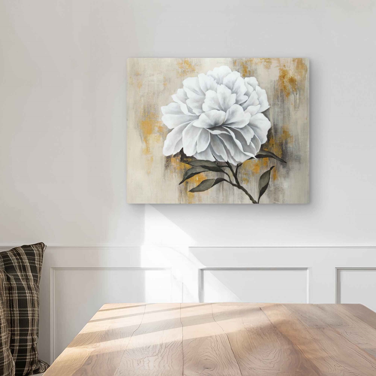 C1MP16206MNKM6 16 x 20 in. White Peony - Rustic Metal Print Wall Art for Home Decor - Floral Art