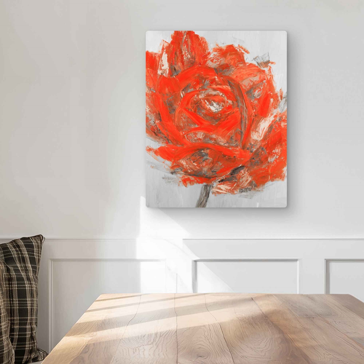C1MP1620DN0LAC 16 x 20 in. Abstract Red Flower - Botanical Metal Print Wall Art for Home Decor