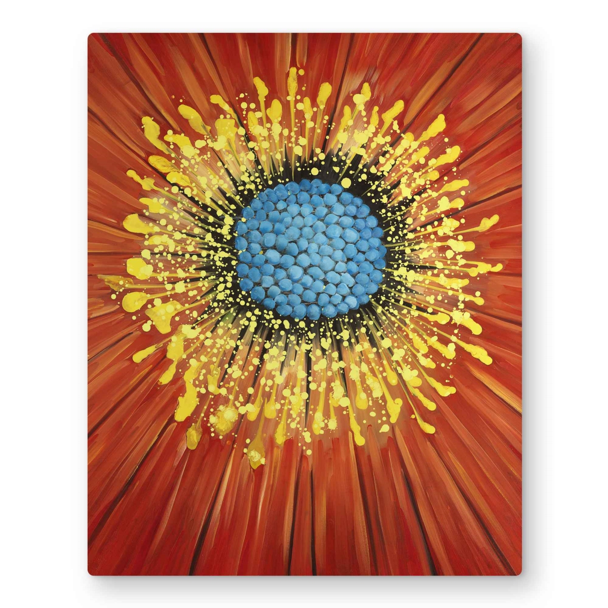 C1MP162078M157 16 x 20 in. Closeup On A Red Flower - Yellow Floral Metal Print Wall Art for