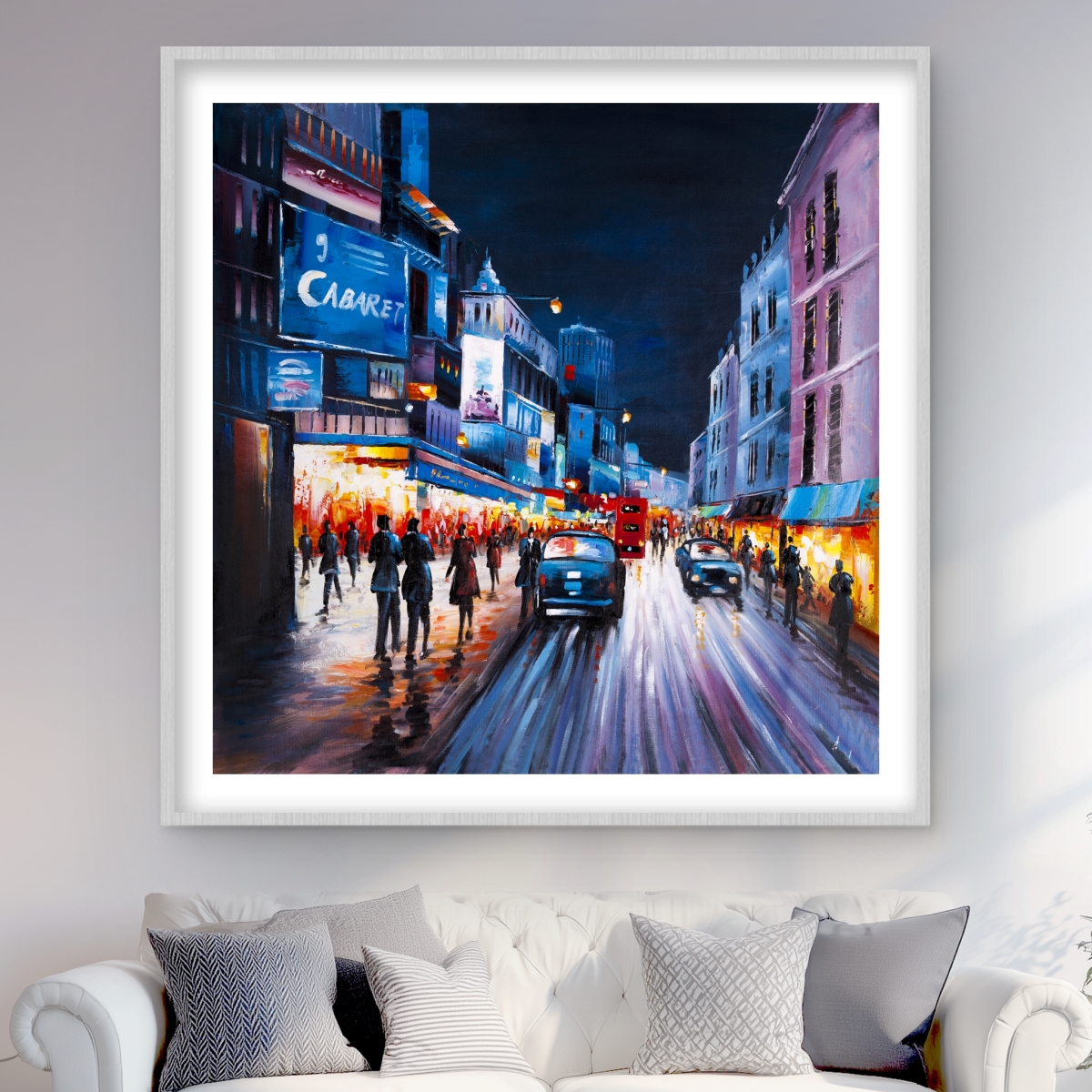 C1FM4848XUZ6CD 48 x 48 in. Cabaret Evening - Contemporary Blue Framed Matted Print Wall Art