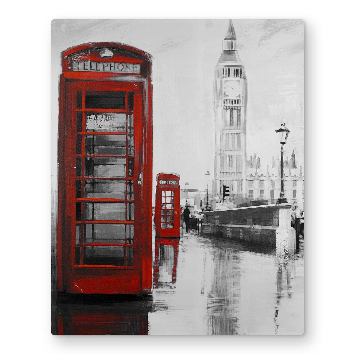 C1MP1620DROXXV 16 x 20 in. Red Phonebooth with Big Ben Wall Art - Scenic Metal Print