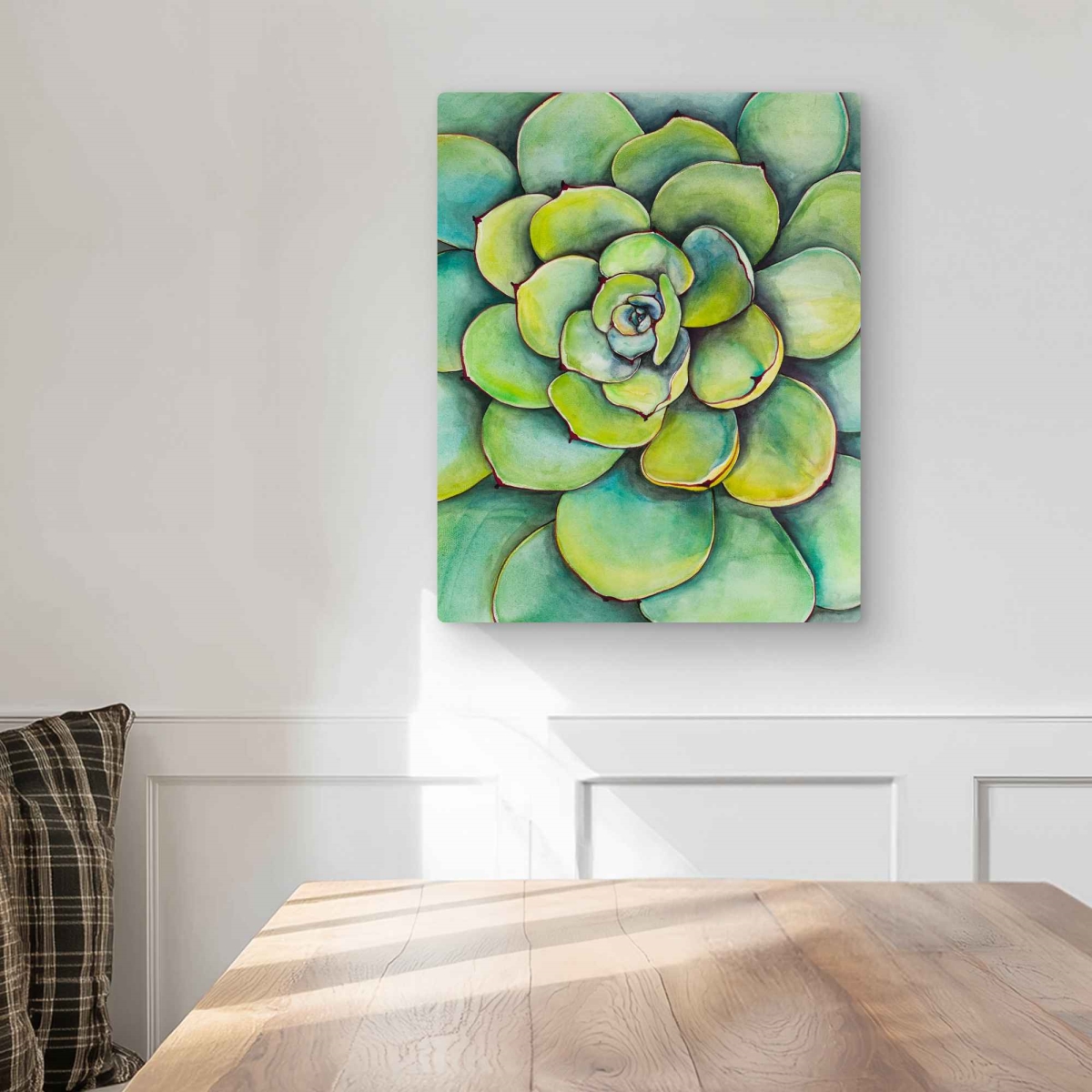 C1MP1620HQOKIX 16 x 20 in. Watercolor Succulent Plant - Metal Print Wall Art for Home Decor