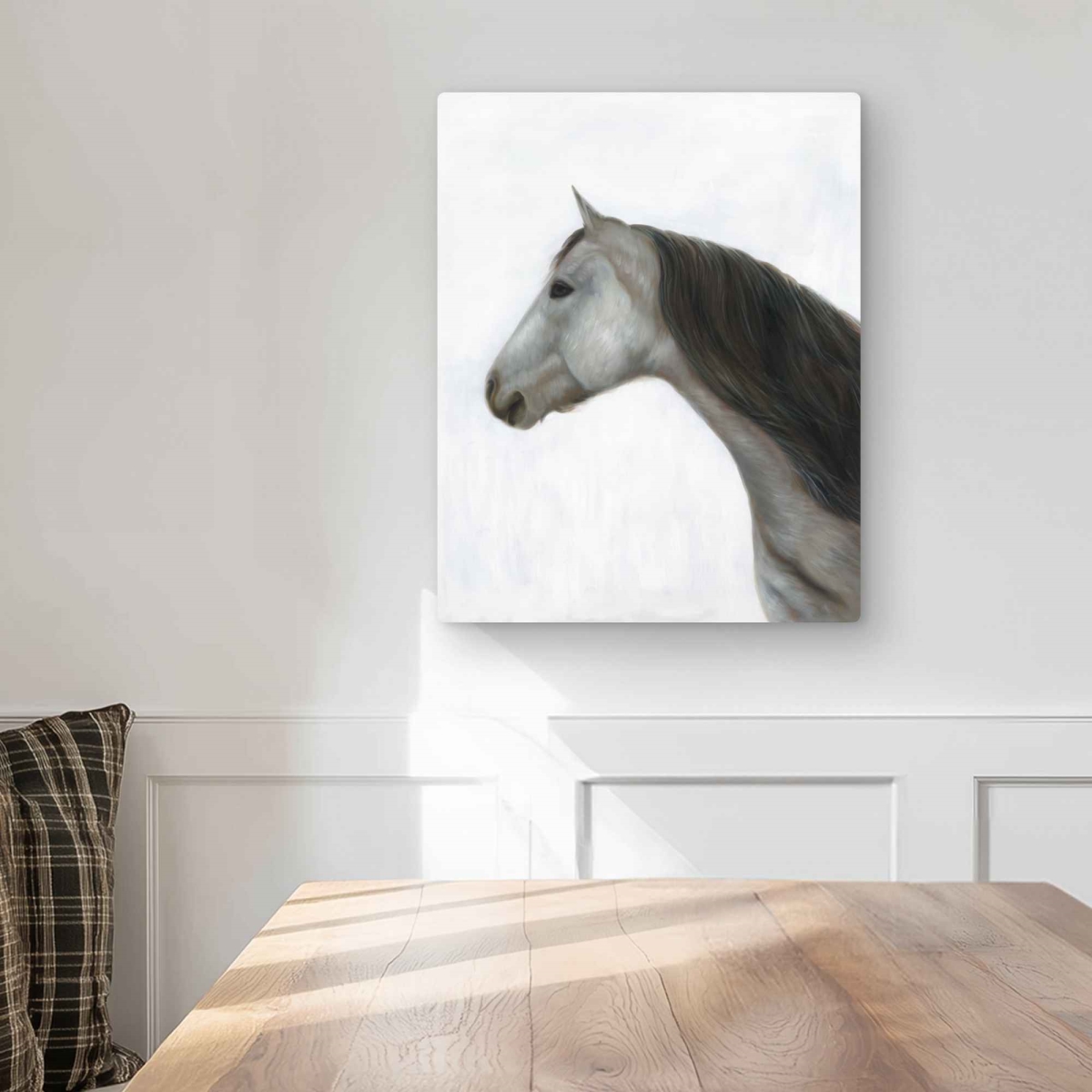 C1MP1620CAYGV5 16 x 20 in. Winter Horse - Metal Print Wall Art for Horse Bedroom Home Decor