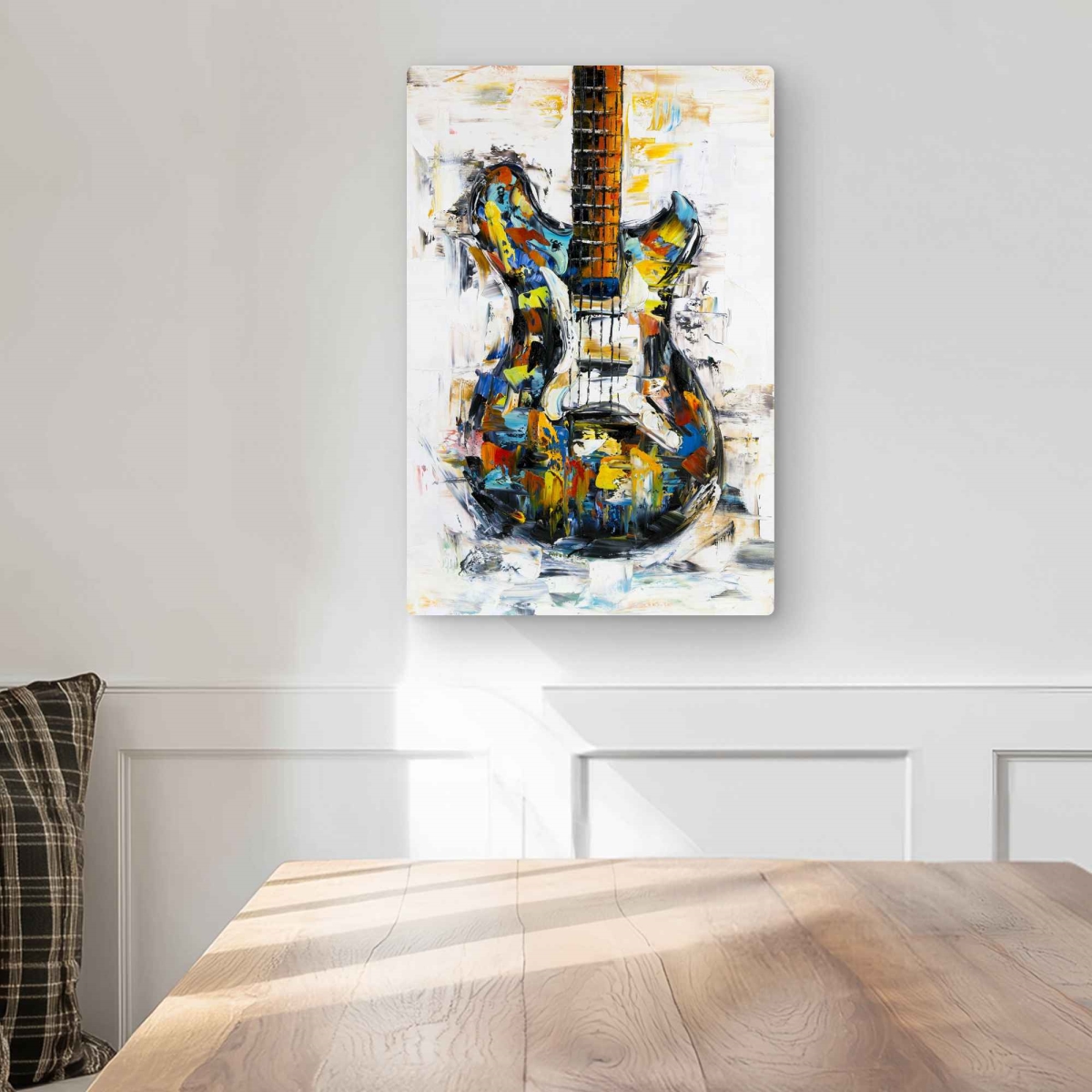 C1MP121853P000 12 x 18 in. Abstract Colorful Guitar - Modern Metal Print Wall Art for Man Cave