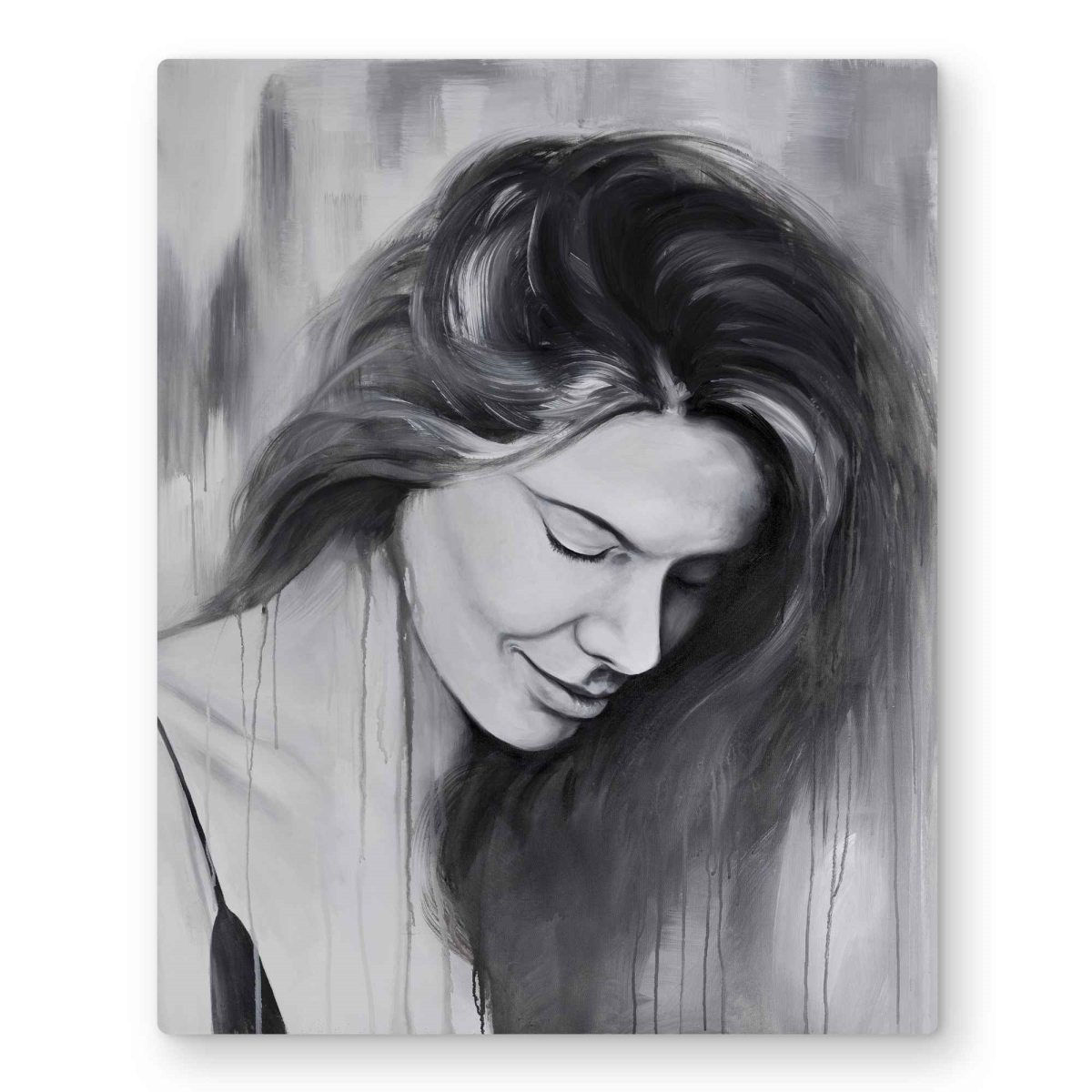 C1MP1620DHMA45 16 x 20 in. Smiling Woman Portrait - Beauty Black Metal Print Wall Art - Decor