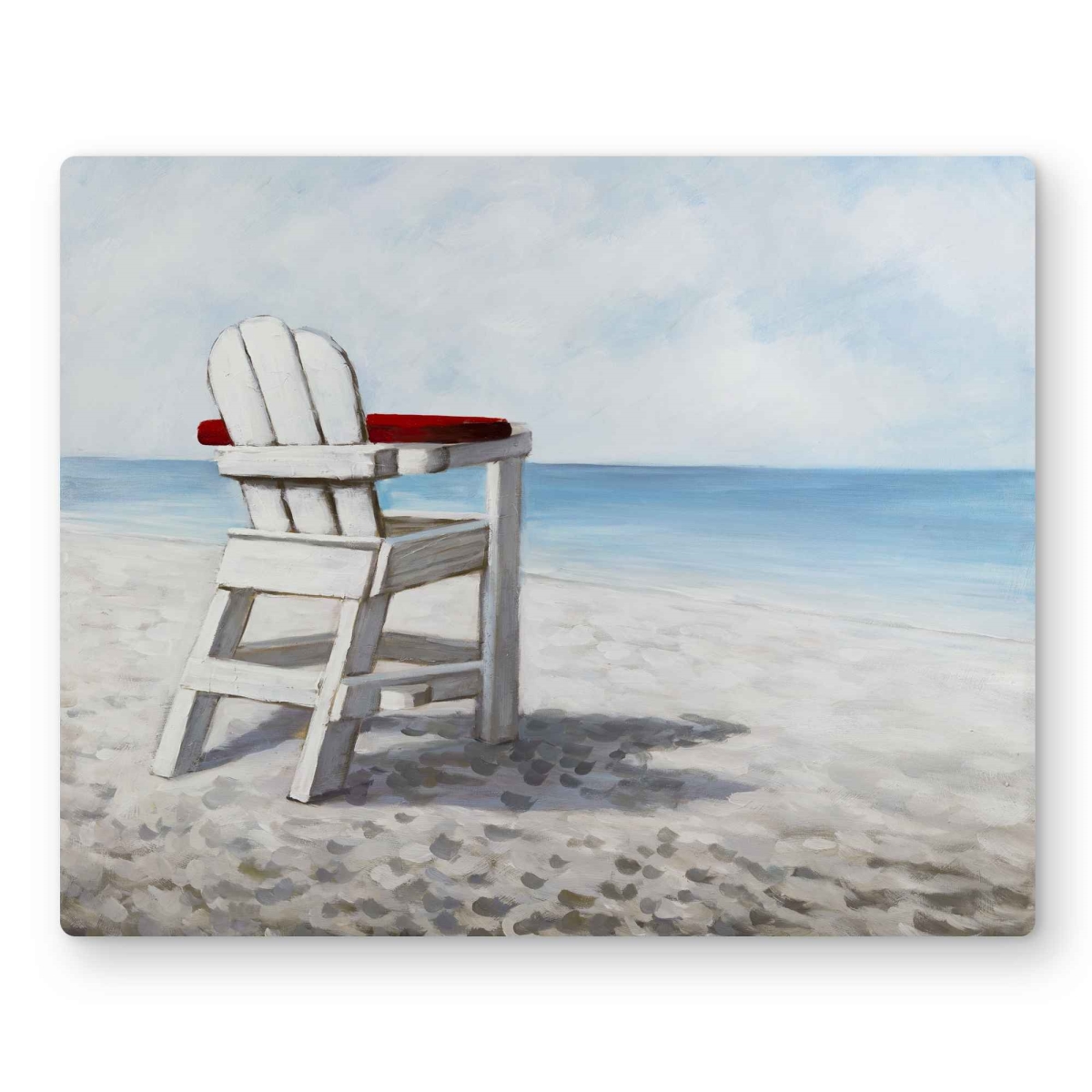 C1MP1620J6X6GM 16 x 20 in. White Beach Chair Wall Art - Blue Contemporary Metal Print