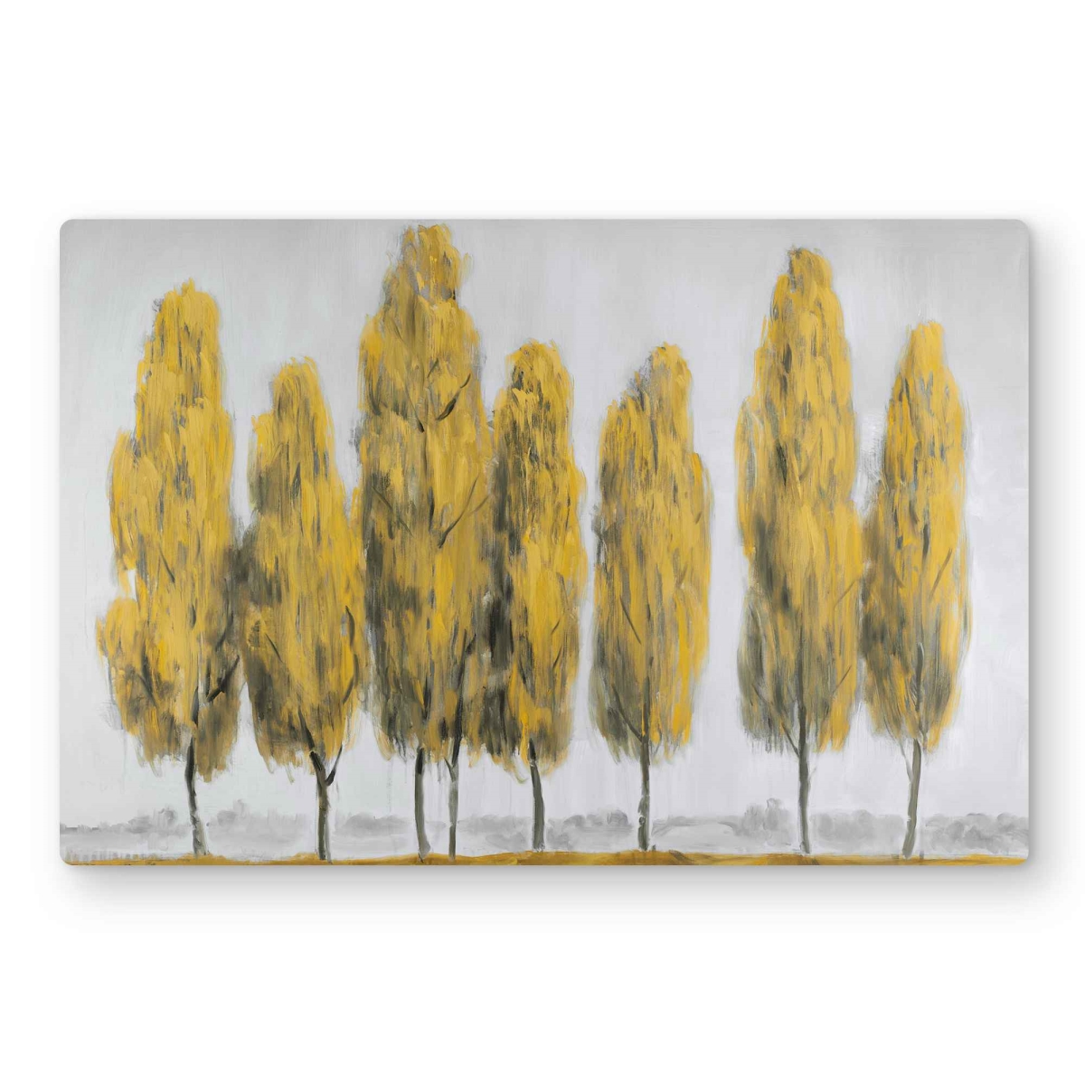 C1MP12187YB2DJ Abstract Yellow Trees - Metal Print Wall Art for Living Room Decor - 12 x 18 in.