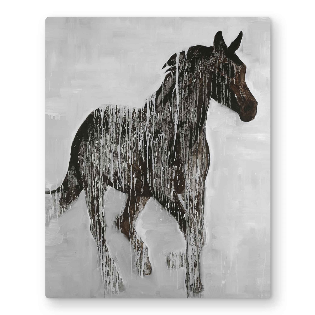 C1MP1620M83G8D 16 x 20 in. Abstract Brown Horse Wall Art - Farmhouse Animals Metal Print Decor