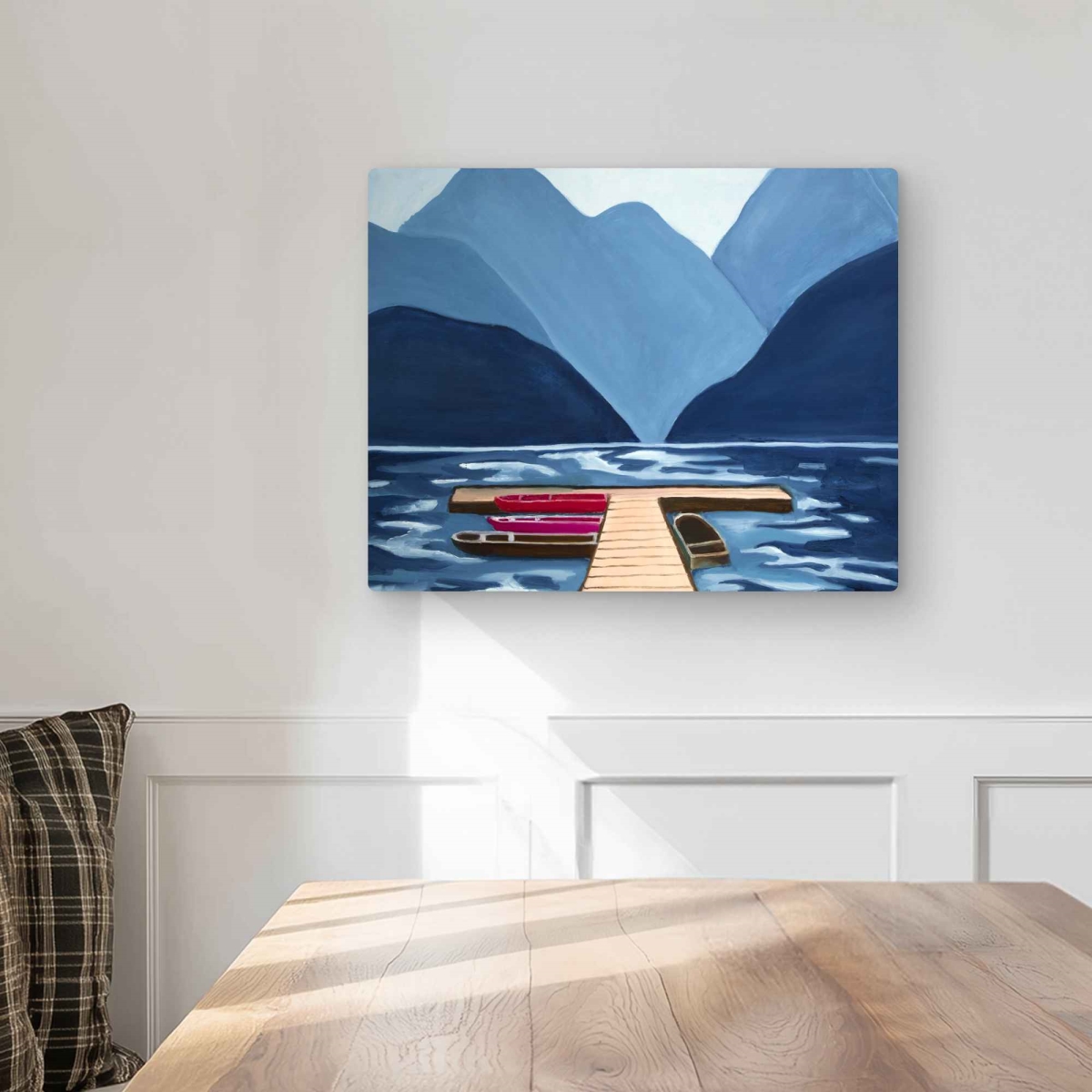 C1MP1620MXP2E9 16 x 20 in. Lake, Quai & Mountains Metal Print Wall Art - Stunning Home Decor