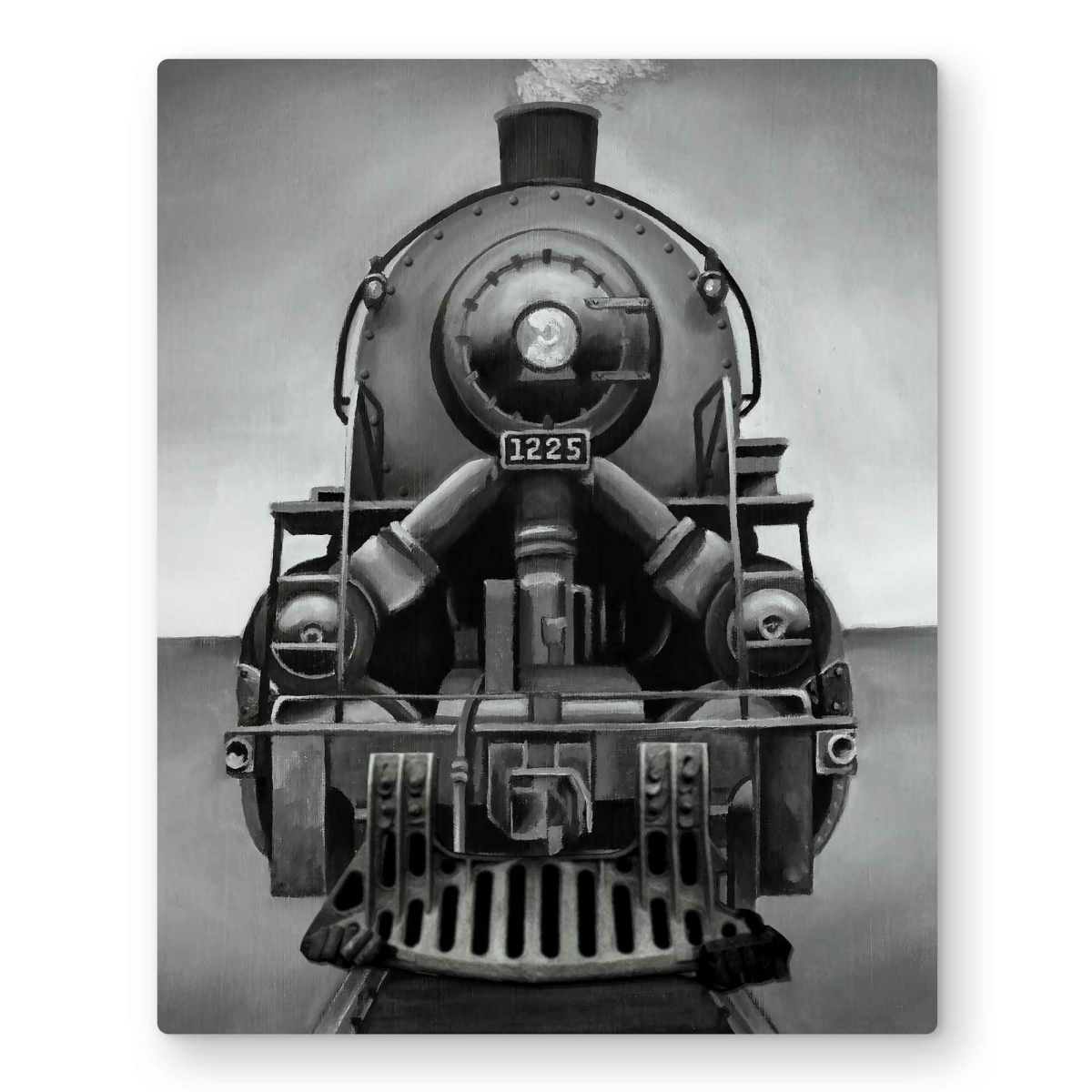 C1MP1620U8NO7F 16 x 20 in. Black & White Train - Metal Print Wall Art for Home Decor