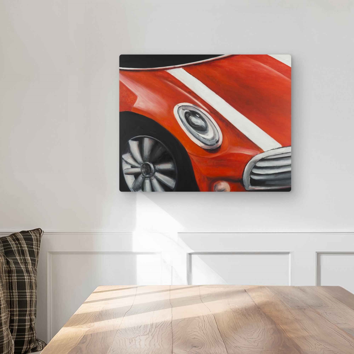 C1MP1620UBC4QH 16 x 20 in. Red Car with White Stripes Closeup Wall Art - Contemporary Metal Print