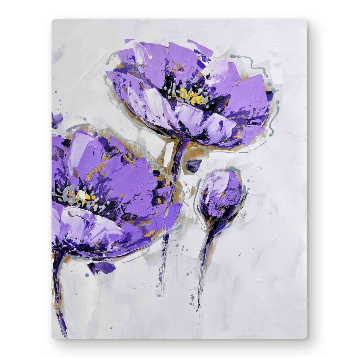 C1MP1620QTC3UN 16 x 20 in. Purple Anemones - Livingroom Botanical Metal Print Wall Art - Decor